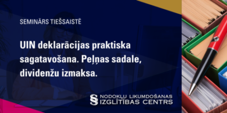 UIN deklarācijas praktiska sagatavošana. Peļņas sadale, dividenžu izmaksa.